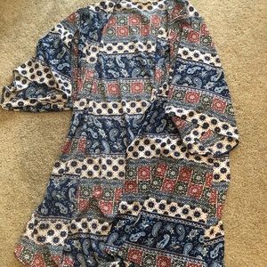 Navy, red and cream kimono